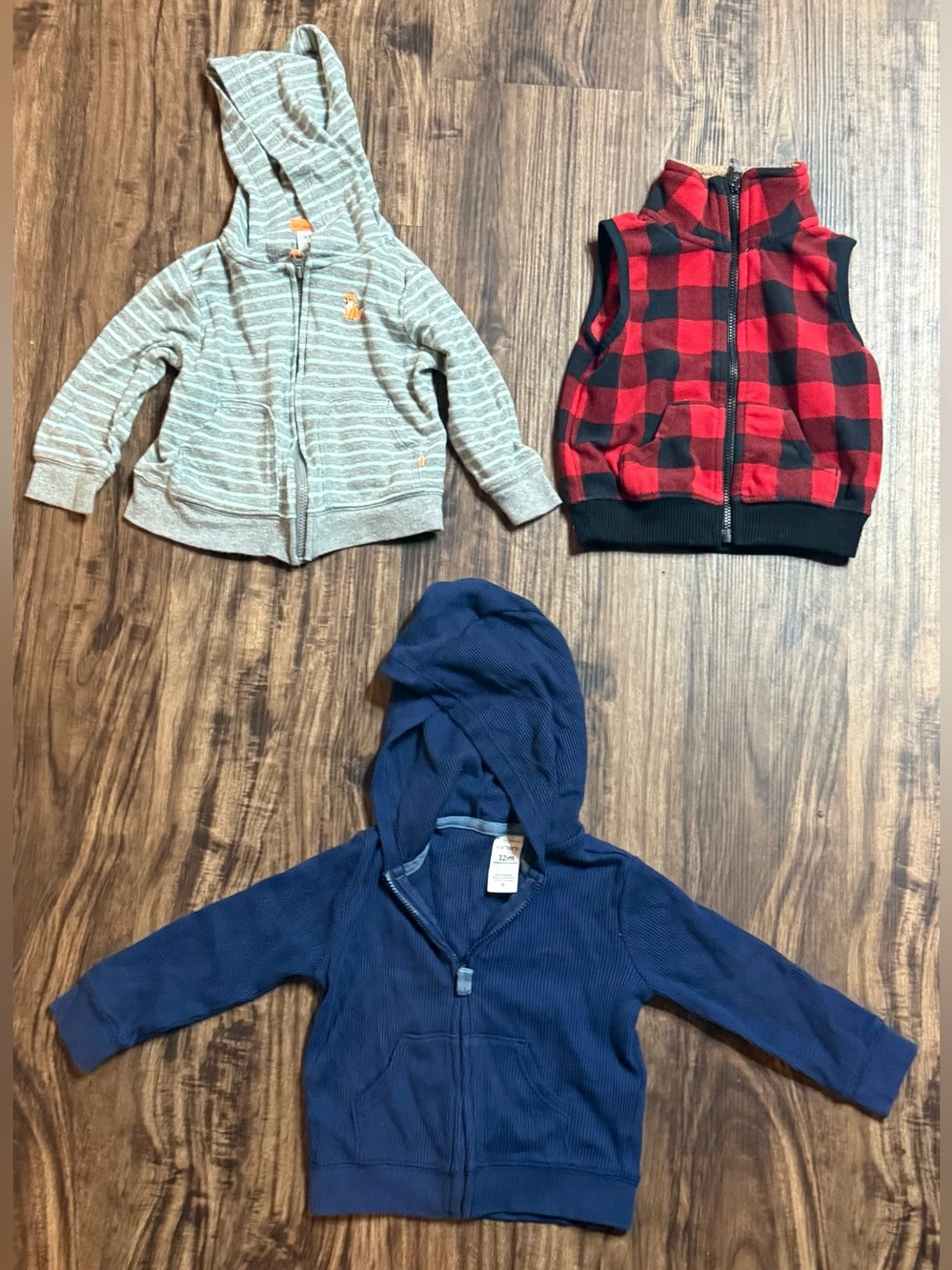 12 Months Baby Boys Jacket and Vest Bundle Carter’s Hooded Full Zip Winter